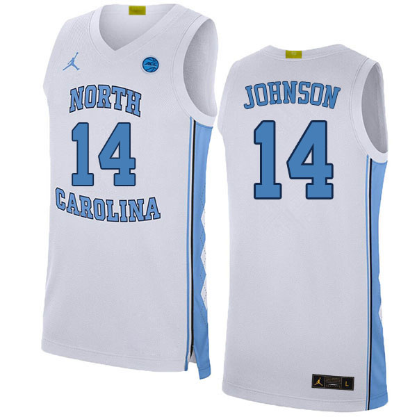 Men #14 Puff Johnson North Carolina Tar Heels College Basketball Jerseys Sale-White - Click Image to Close